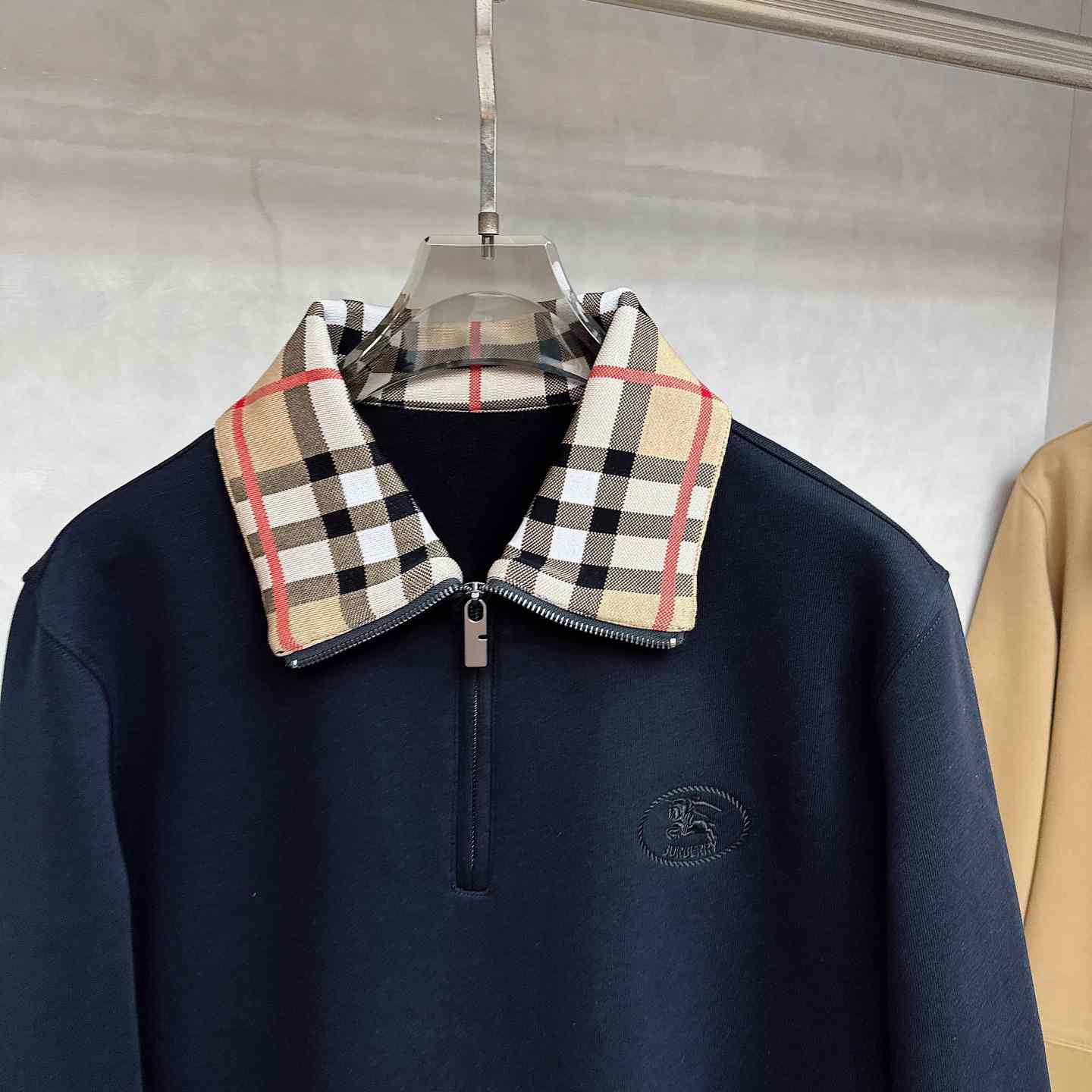 Burberry Check Collar Cotton Half-zip Sweatshirt - EUR FASHION