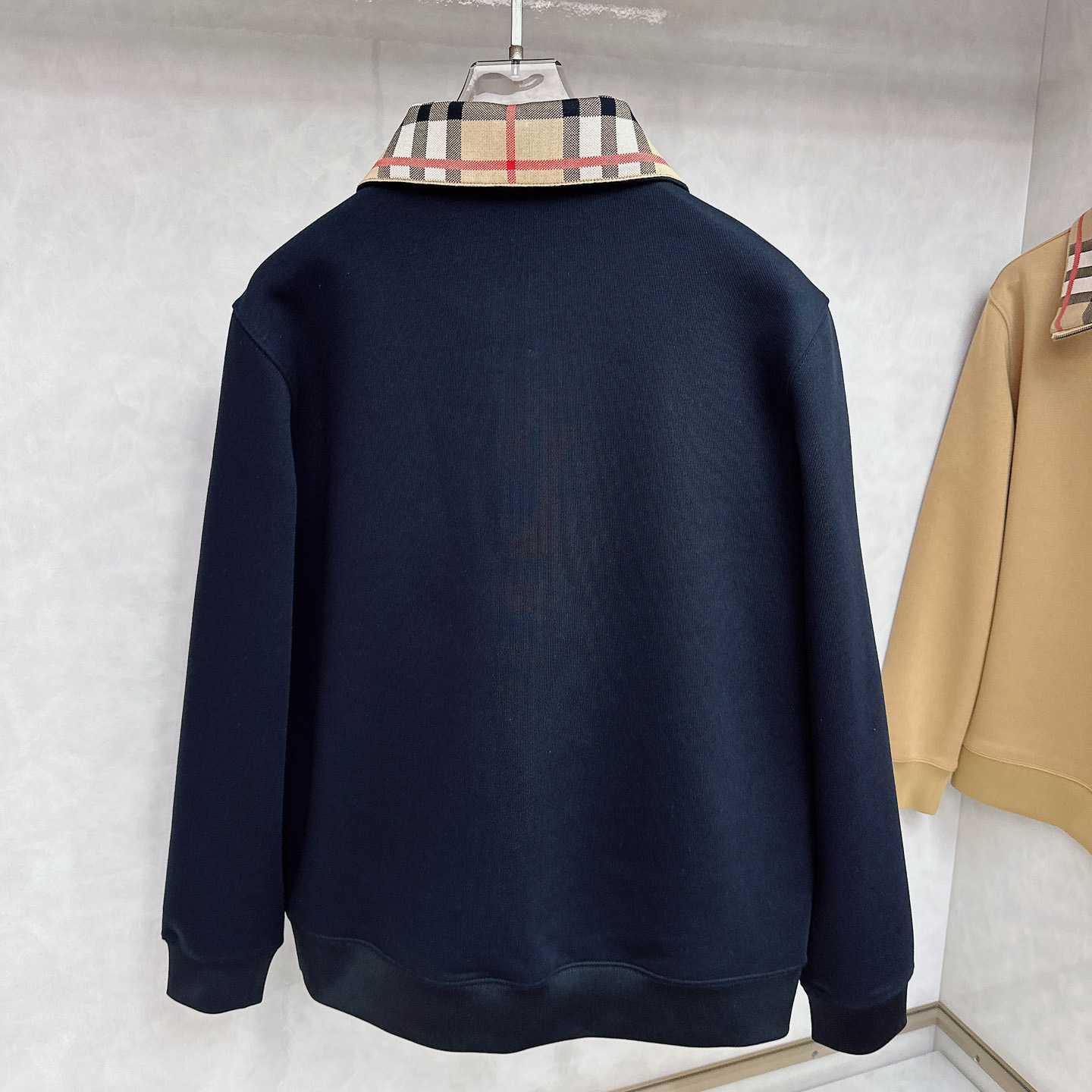 Burberry Check Collar Cotton Half-zip Sweatshirt - EUR FASHION