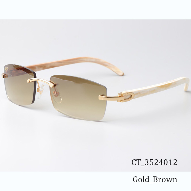 Cartier CT_3524012 White Buffalo Sunglasses In Gold Brown - EUR FASHION