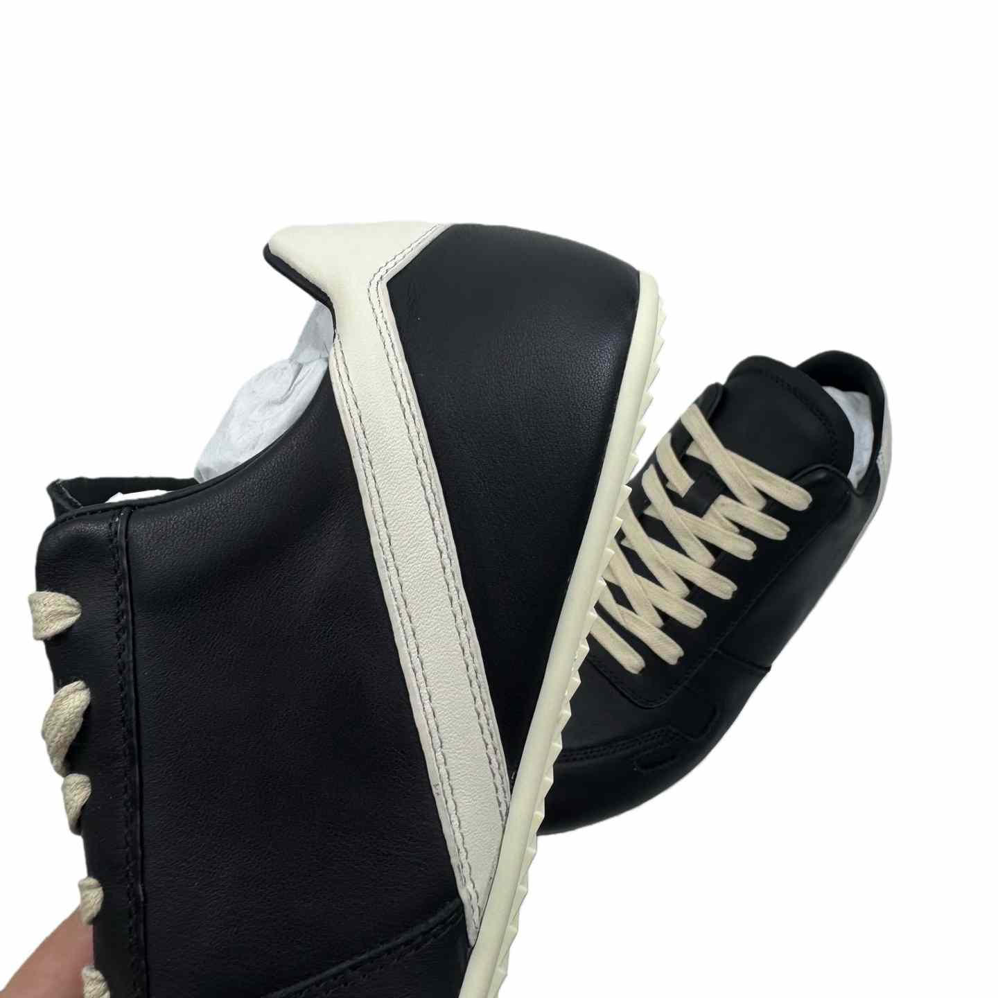 Rick Owens Minimal Sneak Leather Panel Sneakers - EUR FASHION