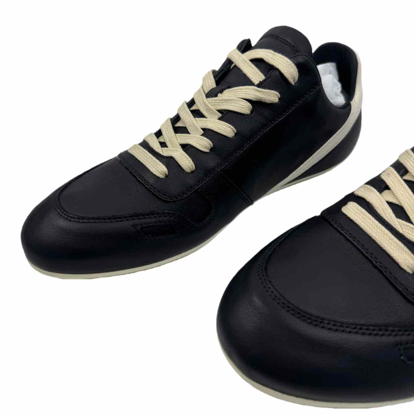 Rick Owens Minimal Sneak Leather Panel Sneakers - EUR FASHION