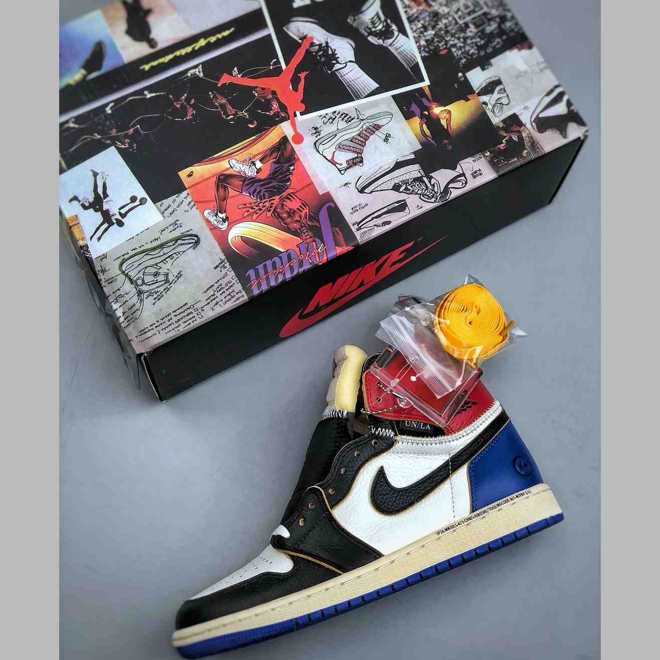 Union LA x Fragment Design x Air Jordan 1 High OG “Black White Blue” IO7847-002 - EUR FASHION