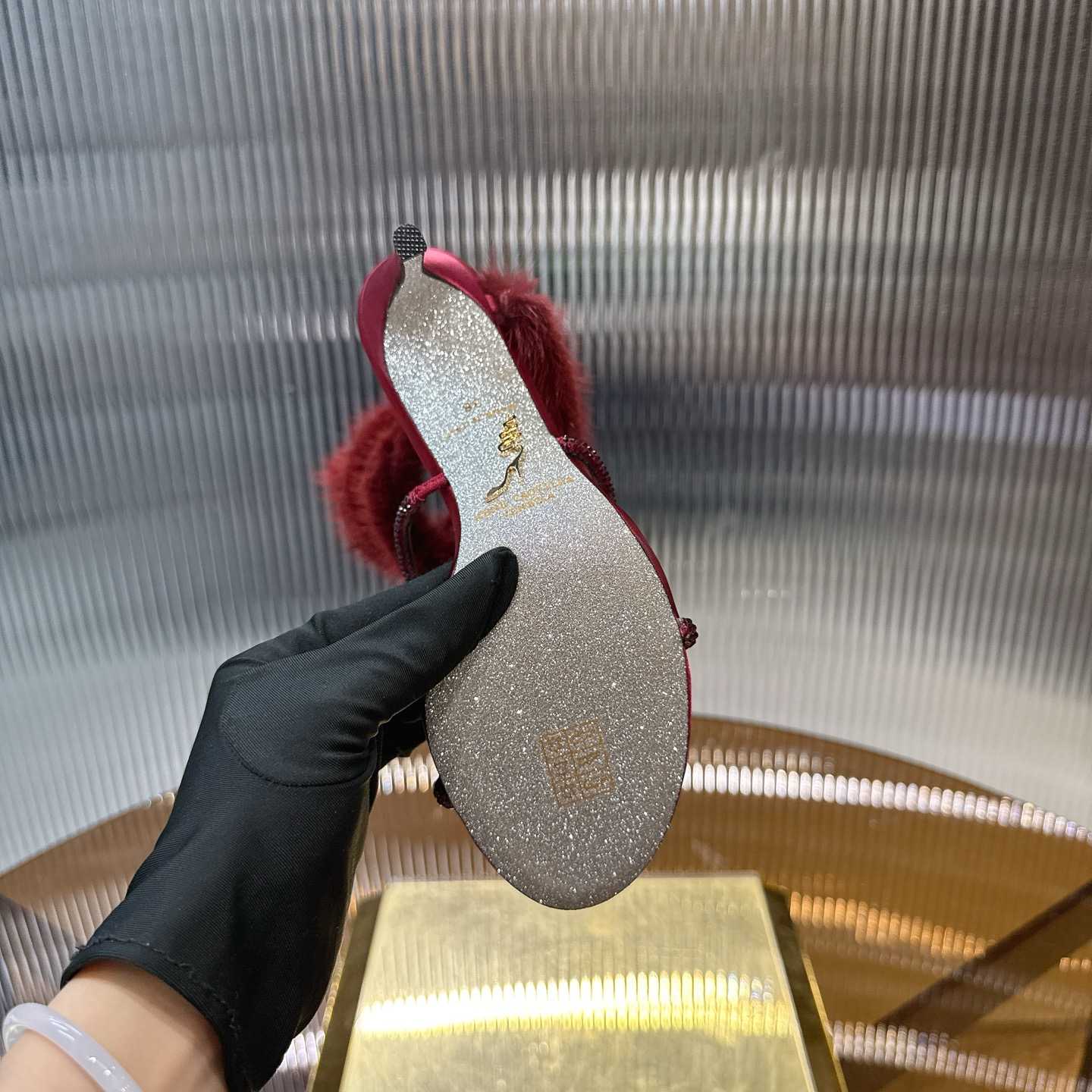 Rene Caovilla Lapin Fur-embellished 95mm Sandal   - EUR FASHION