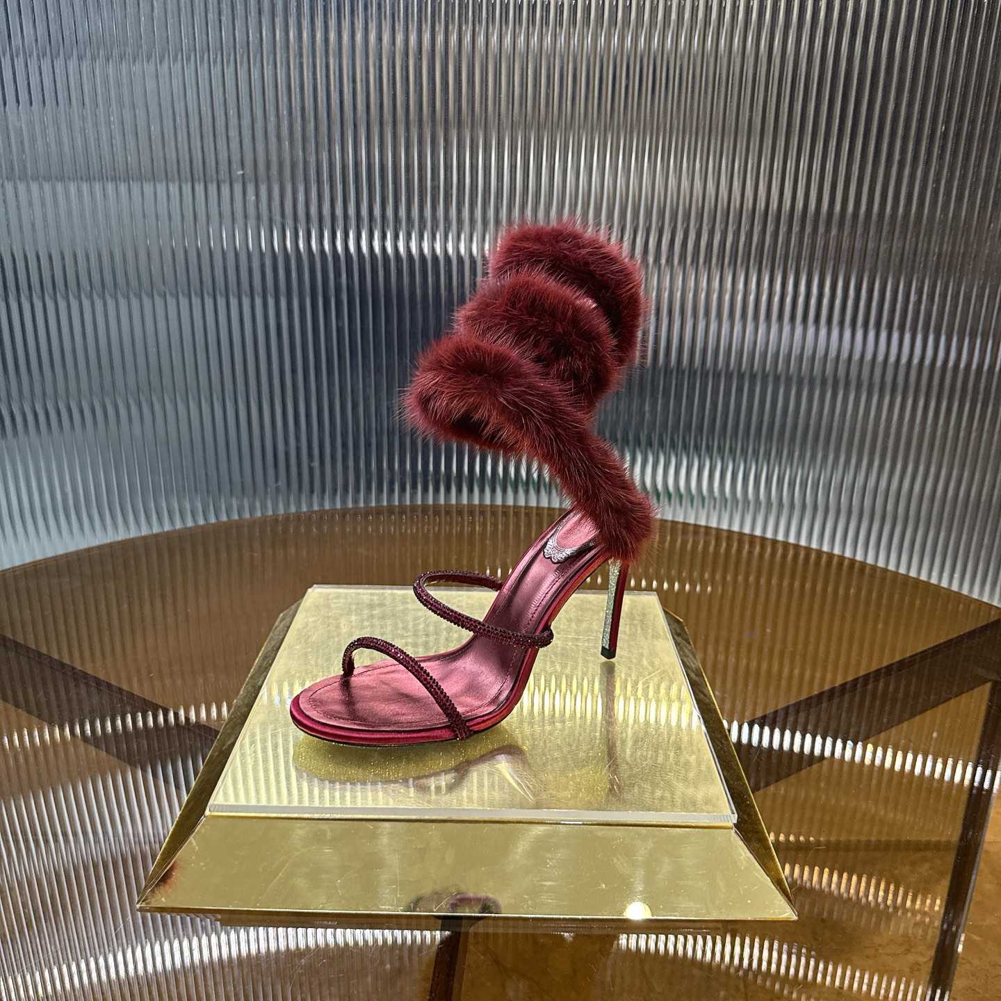 Rene Caovilla Lapin Fur-embellished 95mm Sandal   - EUR FASHION