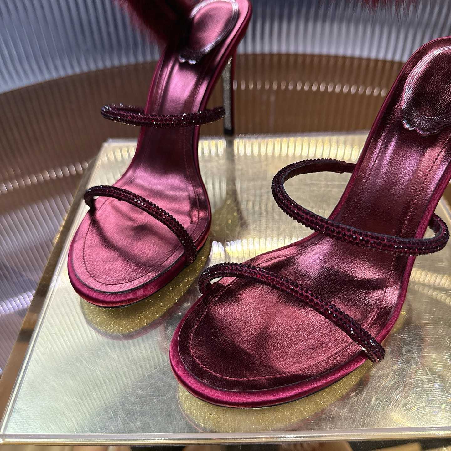 Rene Caovilla Lapin Fur-embellished 95mm Sandal   - EUR FASHION