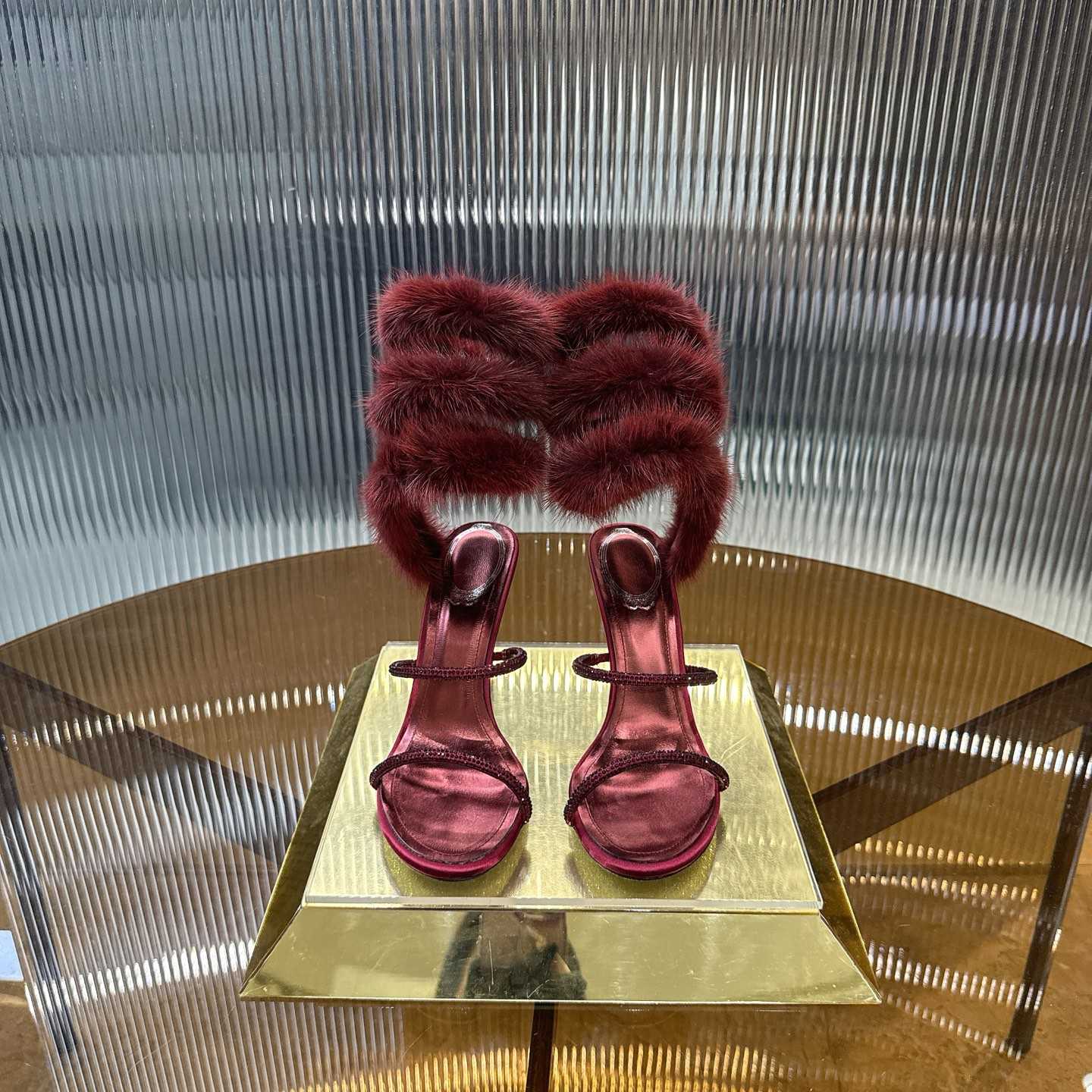 Rene Caovilla Lapin Fur-embellished 95mm Sandal   - EUR FASHION