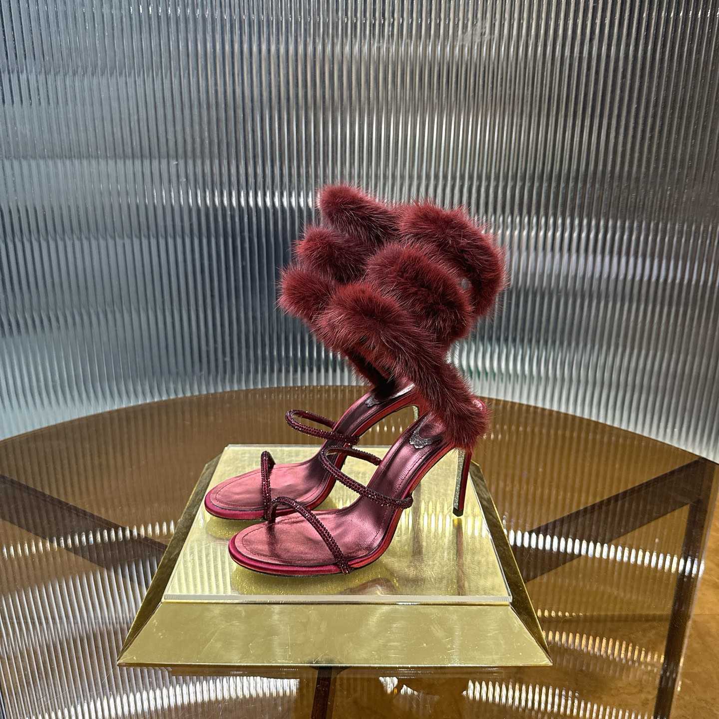 Rene Caovilla Lapin Fur-embellished 95mm Sandal   - EUR FASHION