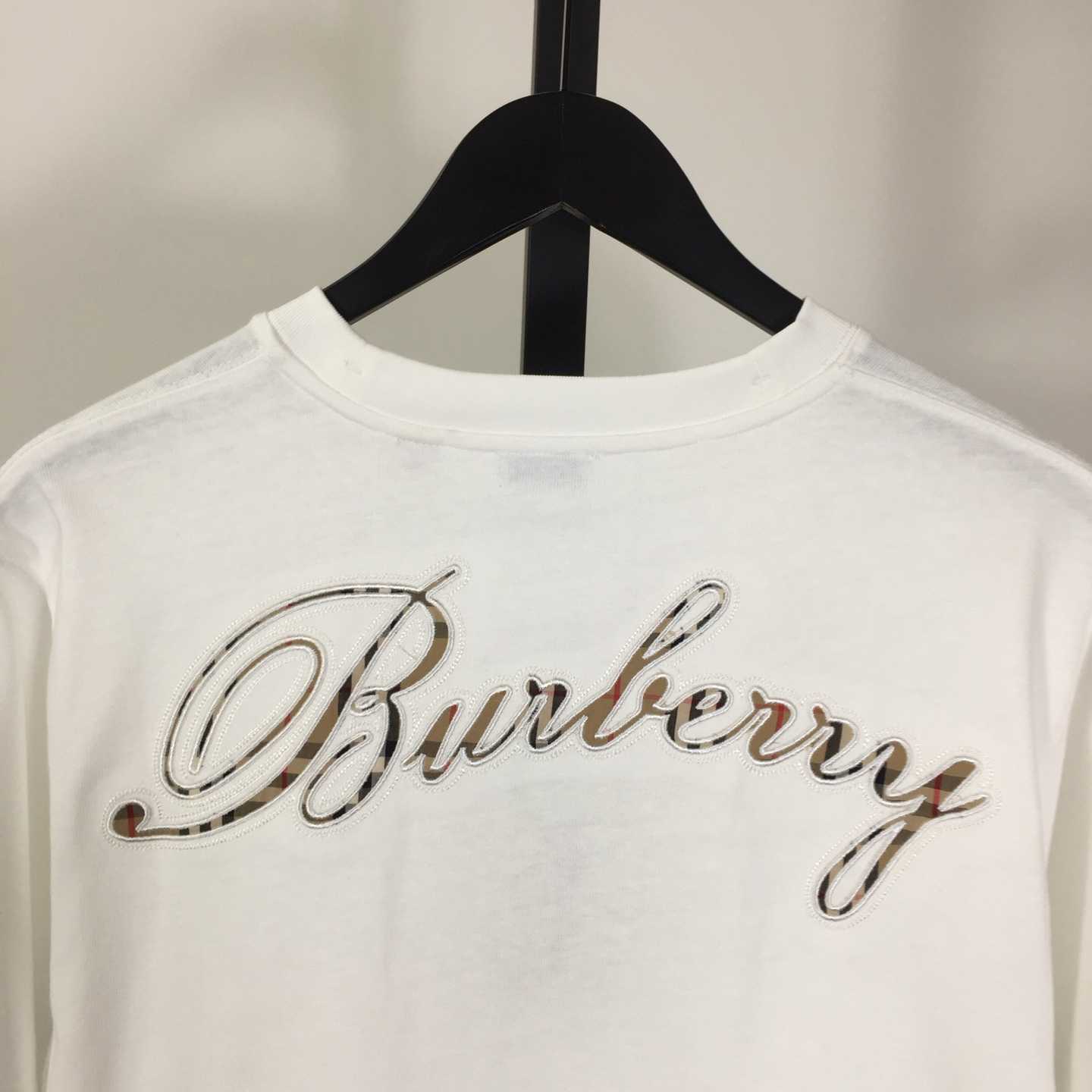 Burberry Check Cursive Logo Cotton T-shirt - EUR FASHION