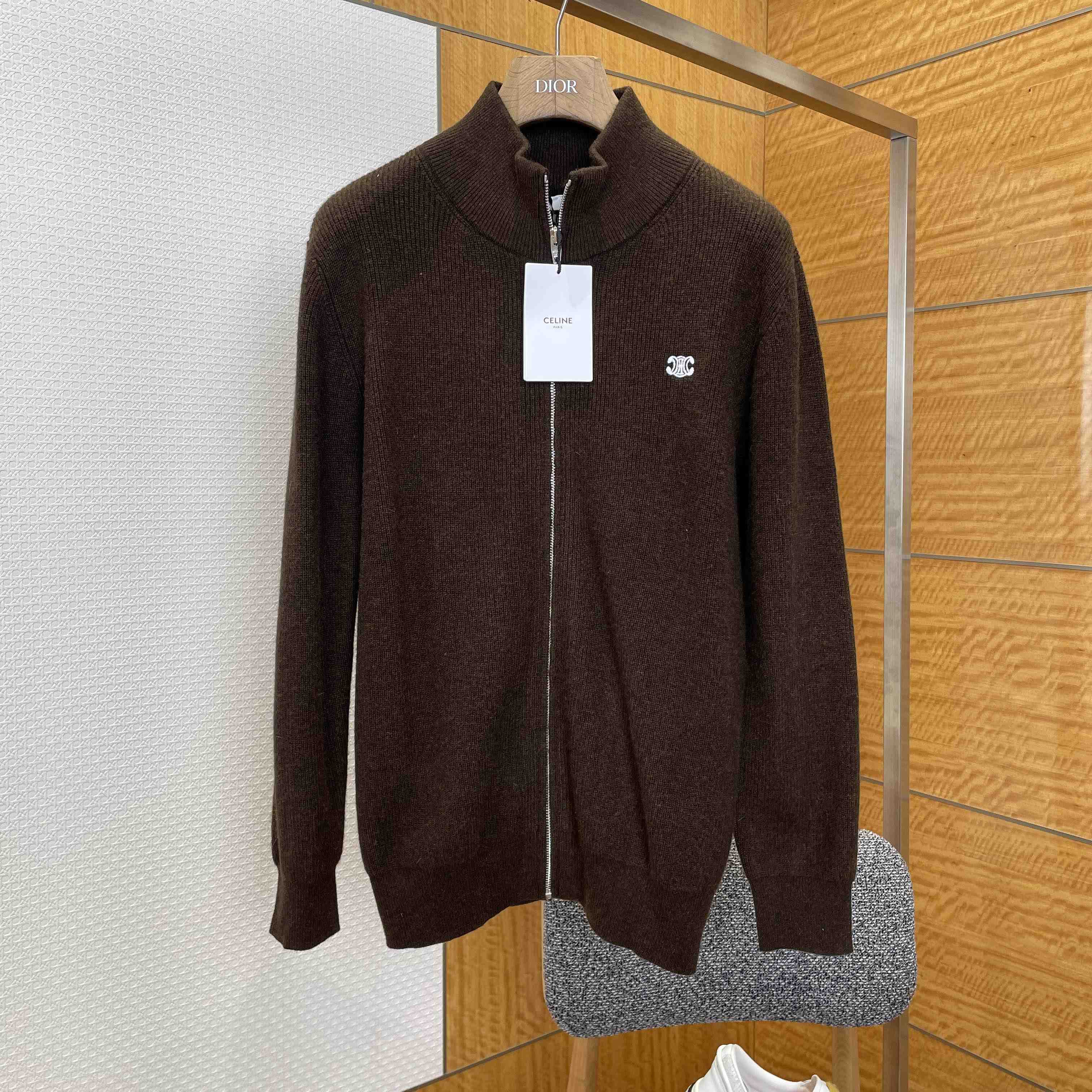 Celine Triomphe Trucker Sweater In Ribbed Wool - EUR FASHION