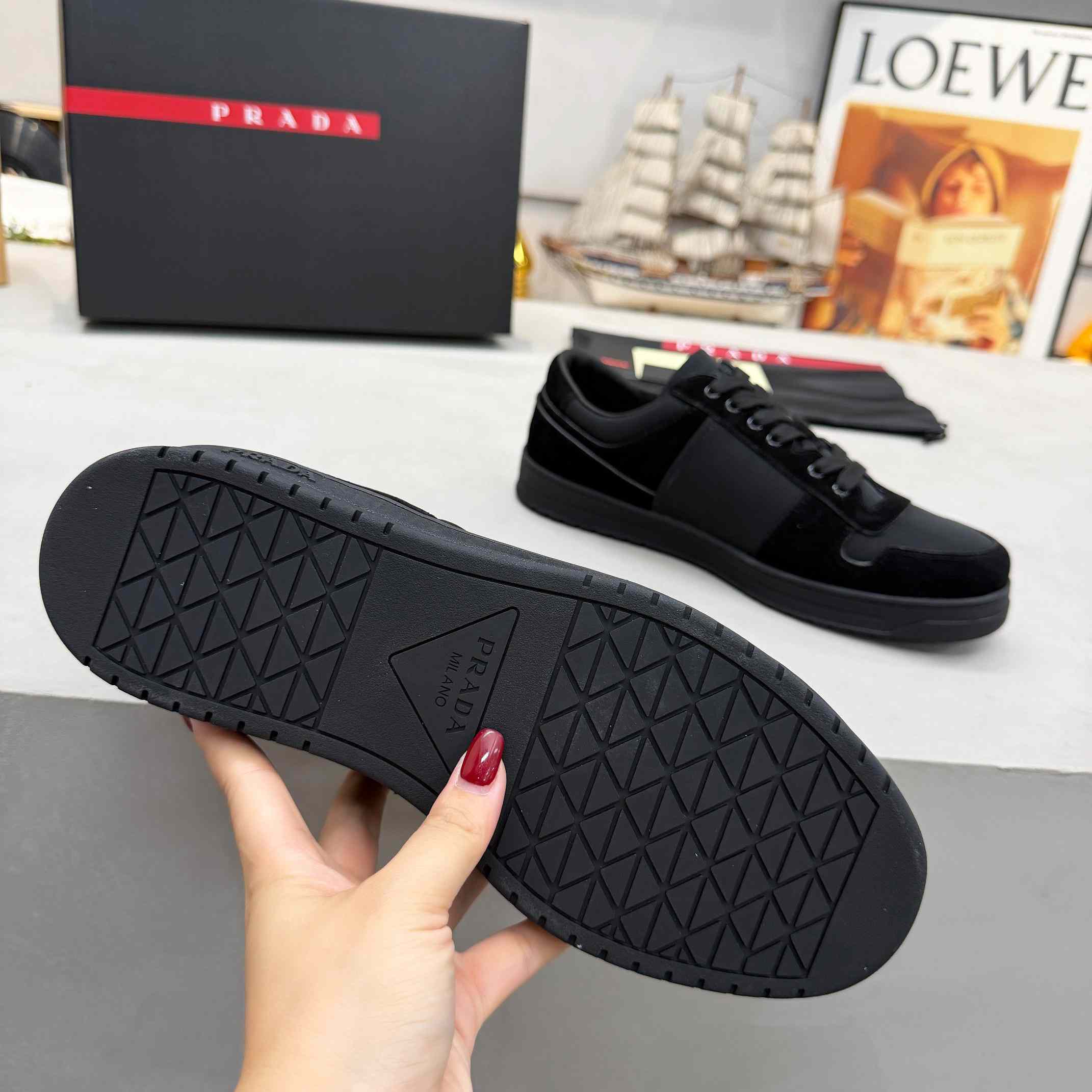 Prada Downtown Re-Nylon And Suede Sneakers - EUR FASHION