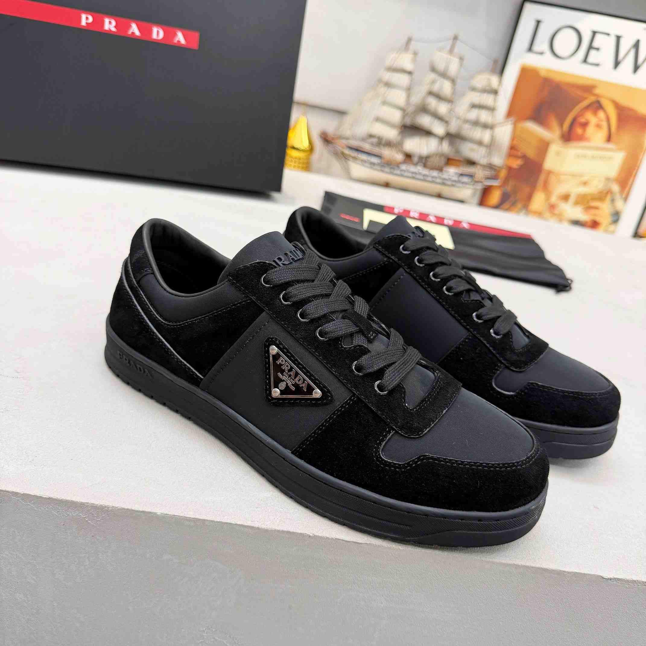 Prada Downtown Re-Nylon And Suede Sneakers - EUR FASHION