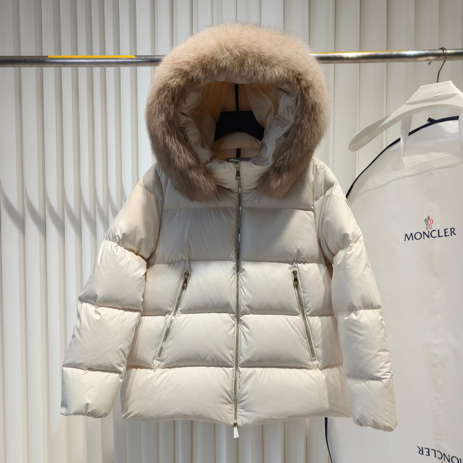 Moncler Laichefur Hooded Shearling-Trimmed Short Down Jacket - EUR FASHION