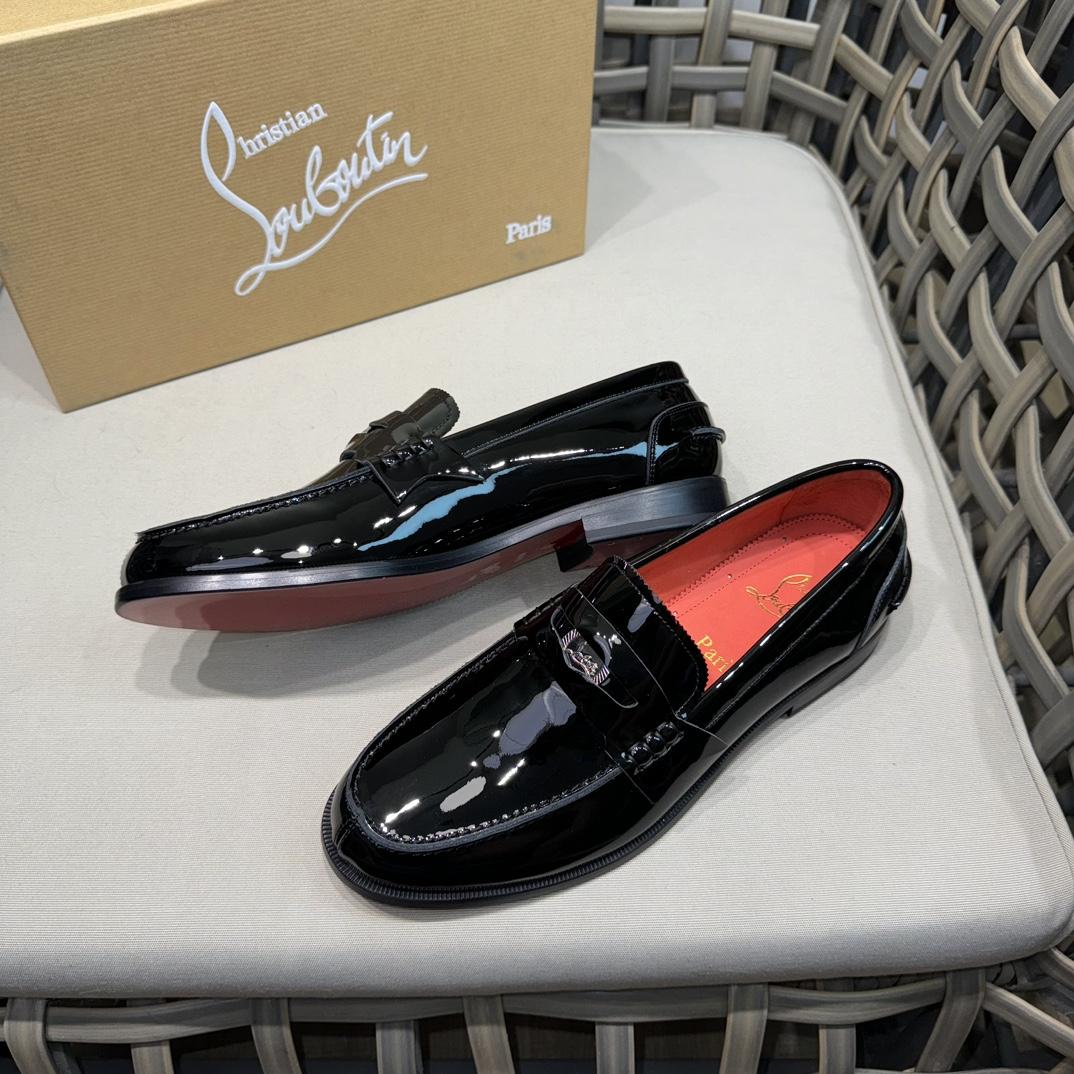 Christian Louboutin Penny Loafers - Patent calf leather - Black - EUR FASHION