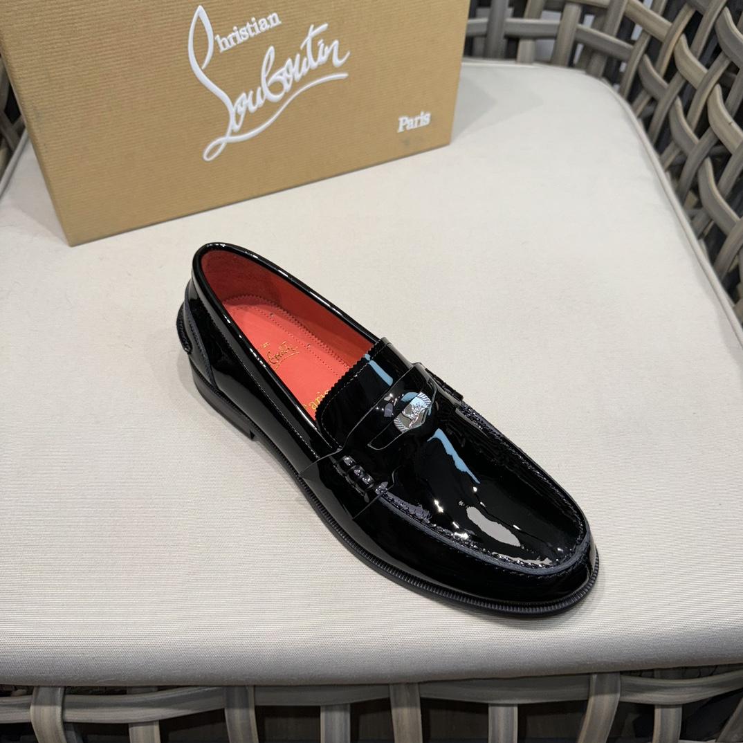 Christian Louboutin Penny Loafers - Patent calf leather - Black - EUR FASHION