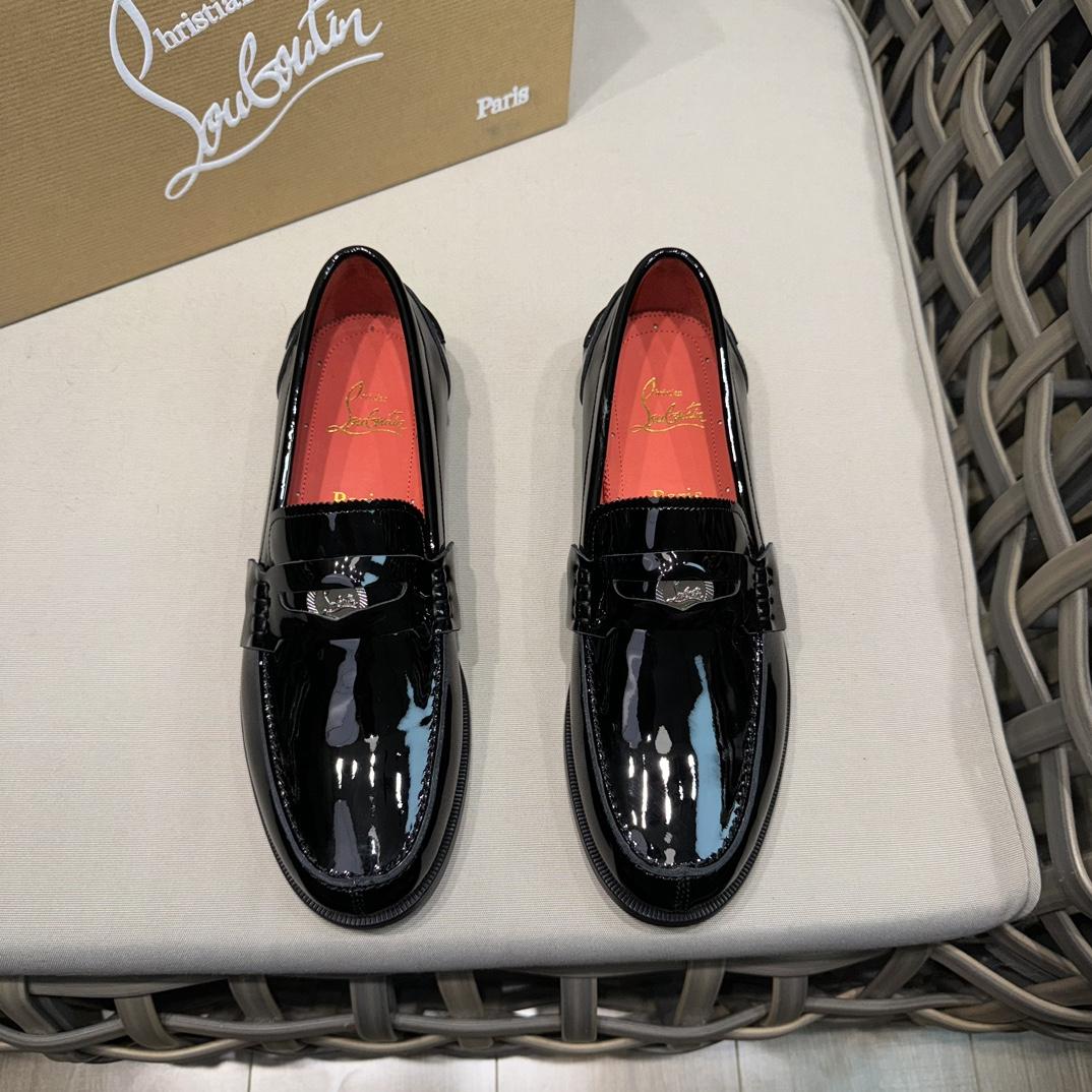 Christian Louboutin Penny Loafers - Patent calf leather - Black - EUR FASHION