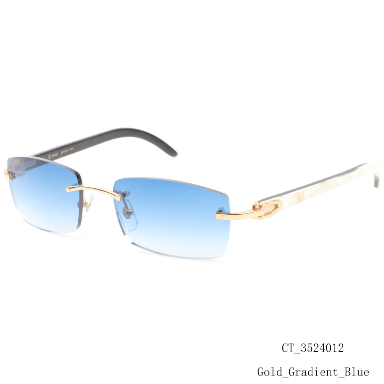 Cartier CT_3524012 White Mix Black Buffalo Sunglasses In Gradient Blue - EUR FASHION