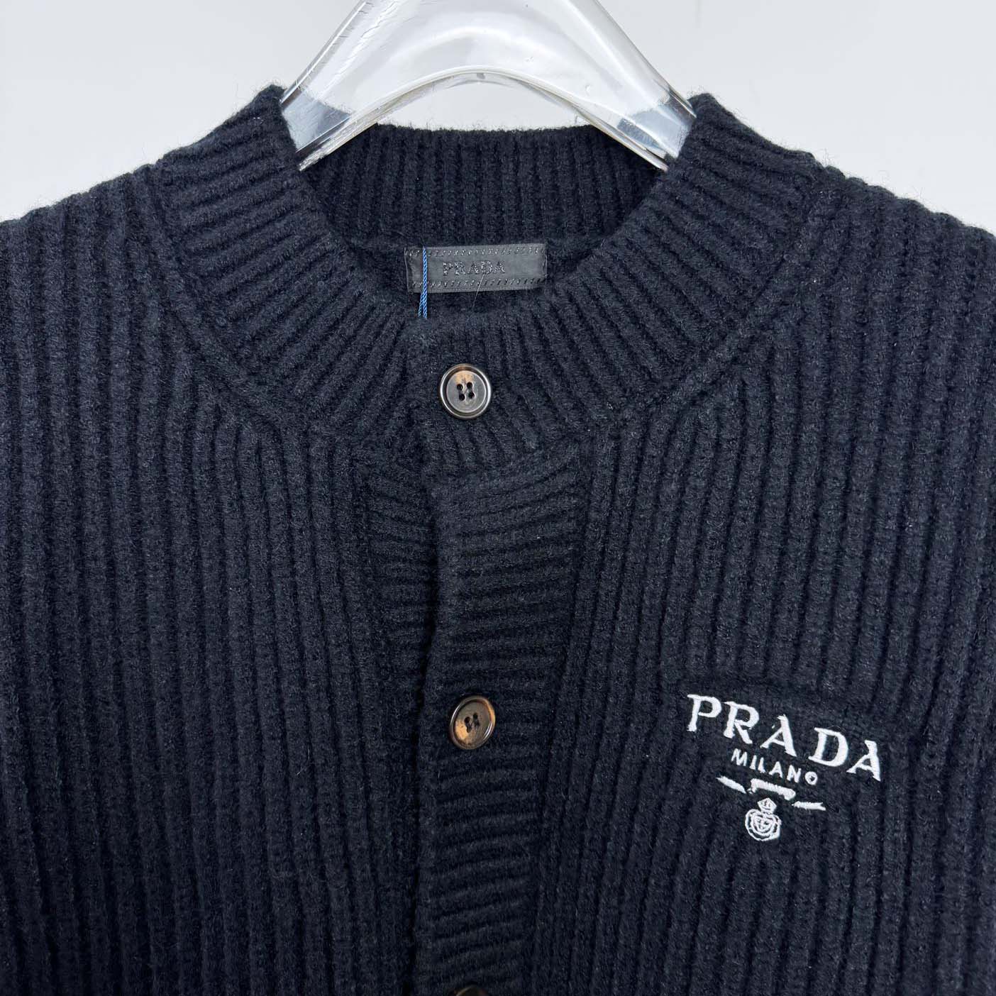 Prada Cashgora Ribbed-Knit Cardigan - EUR FASHION