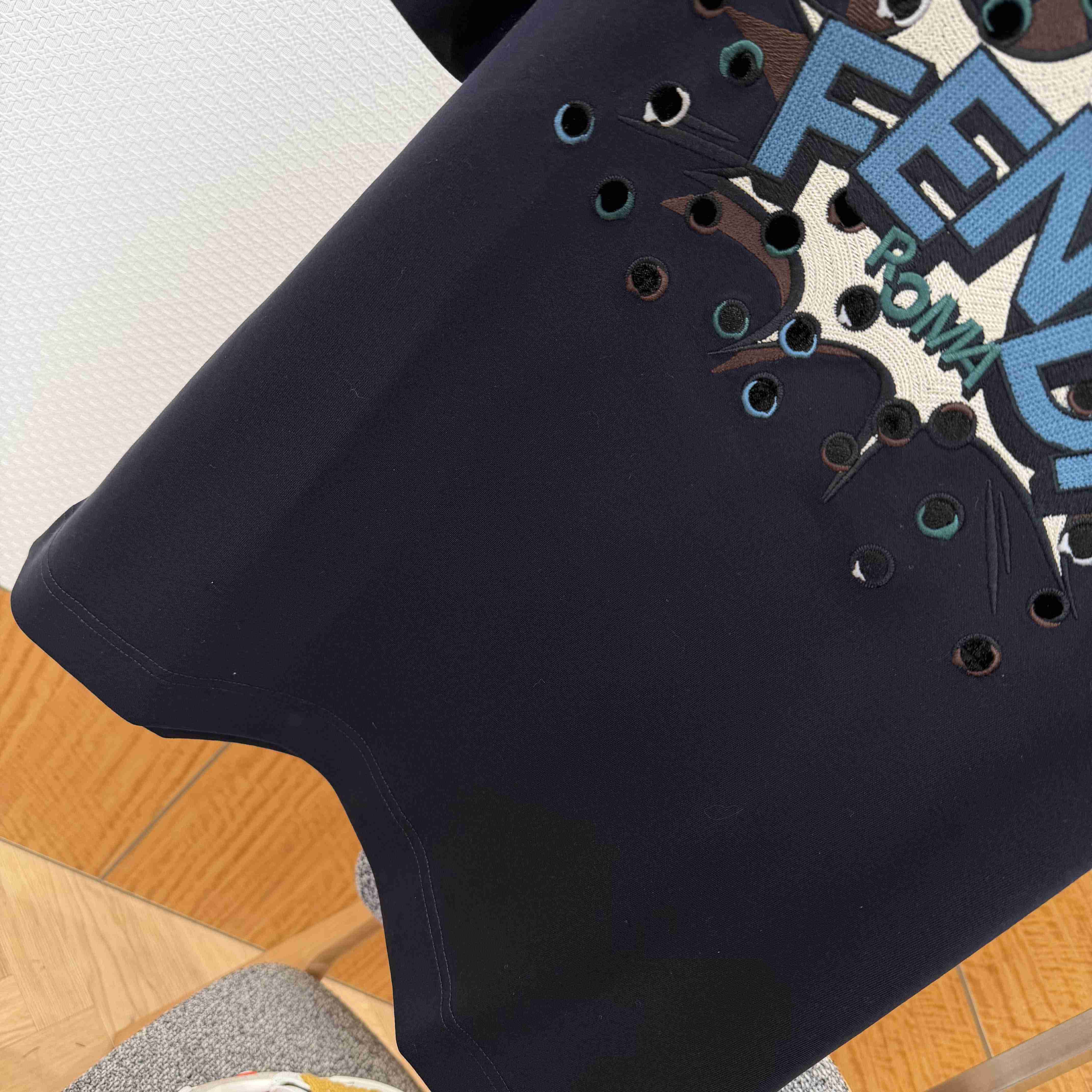 Fendi Dark Blue Cotton T-shirt - EUR FASHION