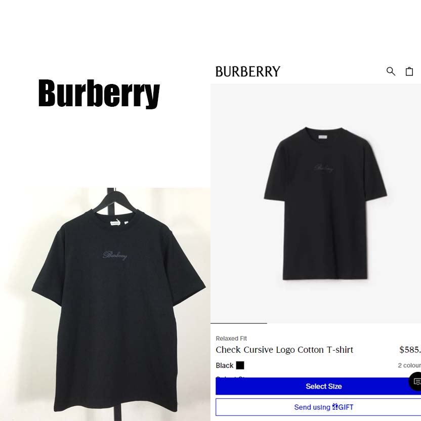 Burberry Check Cursive Logo Cotton T-shirt - EUR FASHION