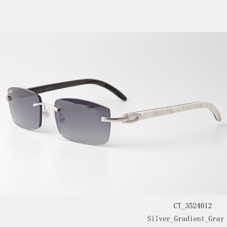 Cartier CT_3524012 White Mix Black Buffalo Sunglasses In Silver Gradient Gray - EUR FASHION