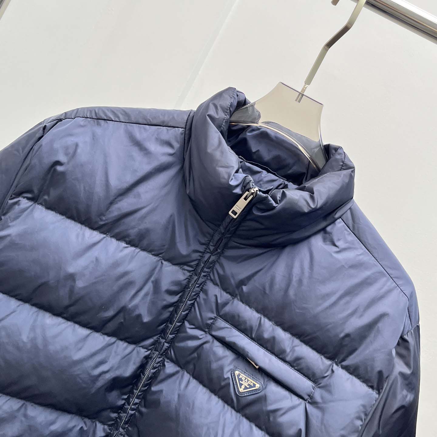 Prada Re-nylon Down Jacket In Navy Blue - EUR FASHION