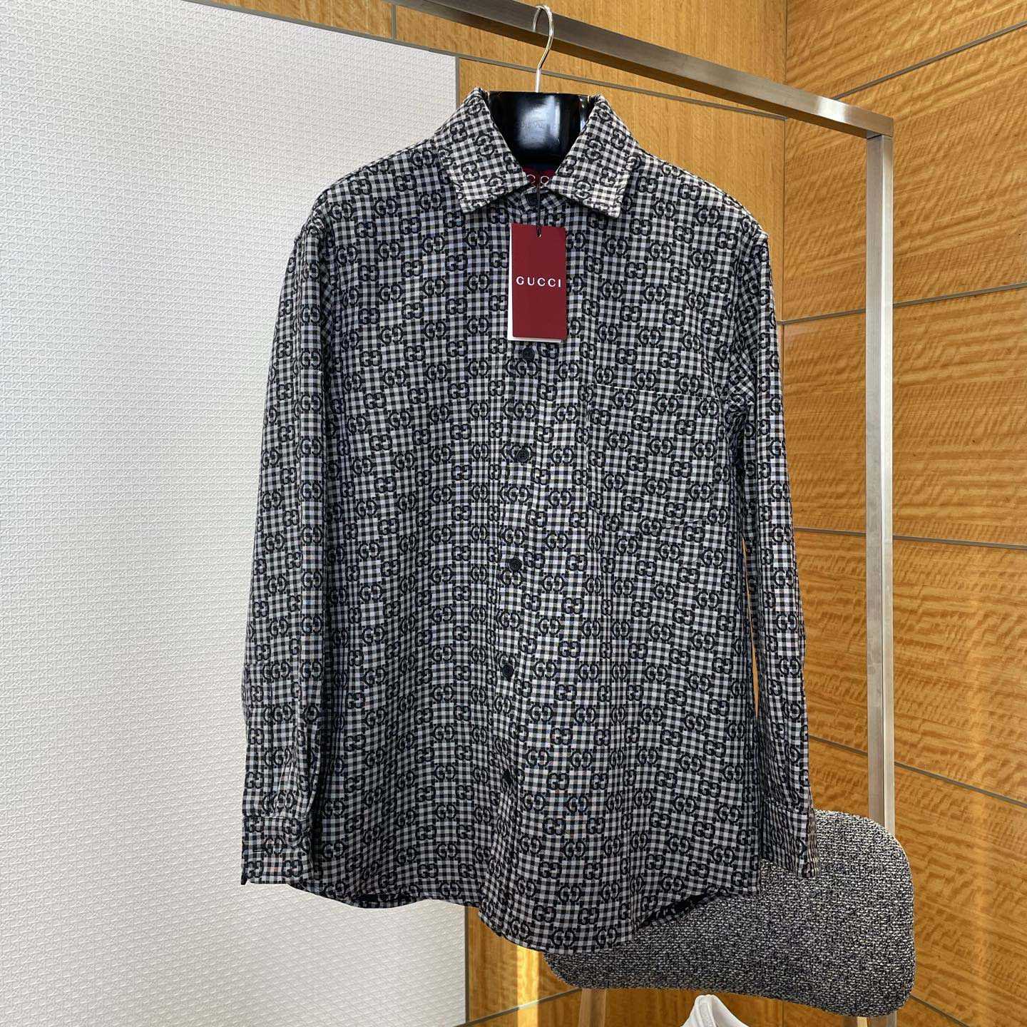 Gucci GG Gingham Cotton Wool Jacquard Shirt - EUR FASHION