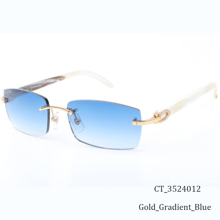Cartier CT_3524012 White Buffalo Sunglasses In Gold Gradient Blue - EUR FASHION