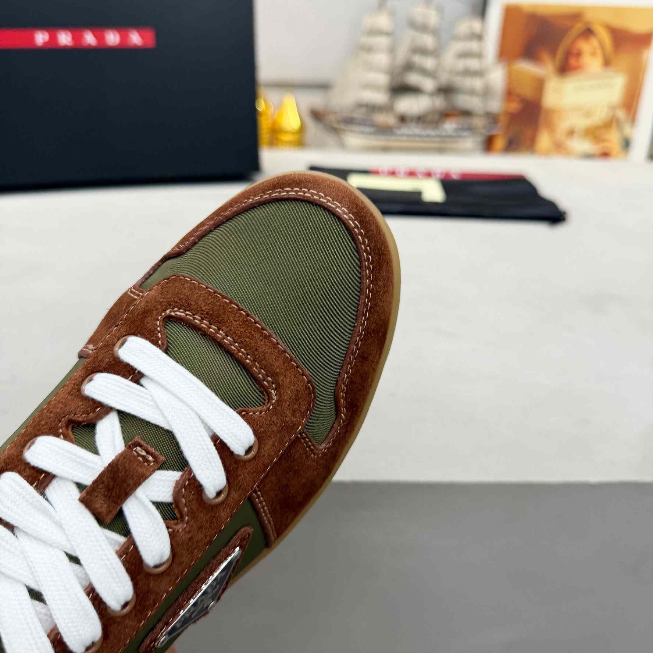 Prada Downtown Re-Nylon And Suede Sneakers - EUR FASHION