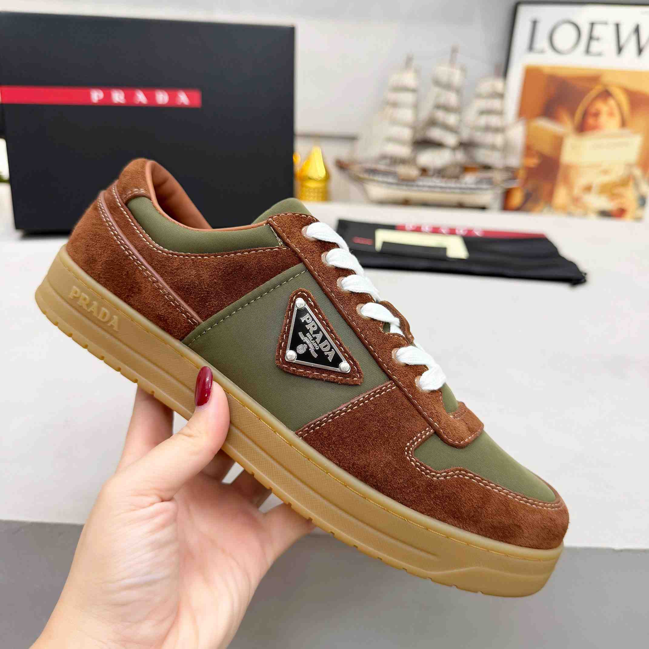 Prada Downtown Re-Nylon And Suede Sneakers - EUR FASHION