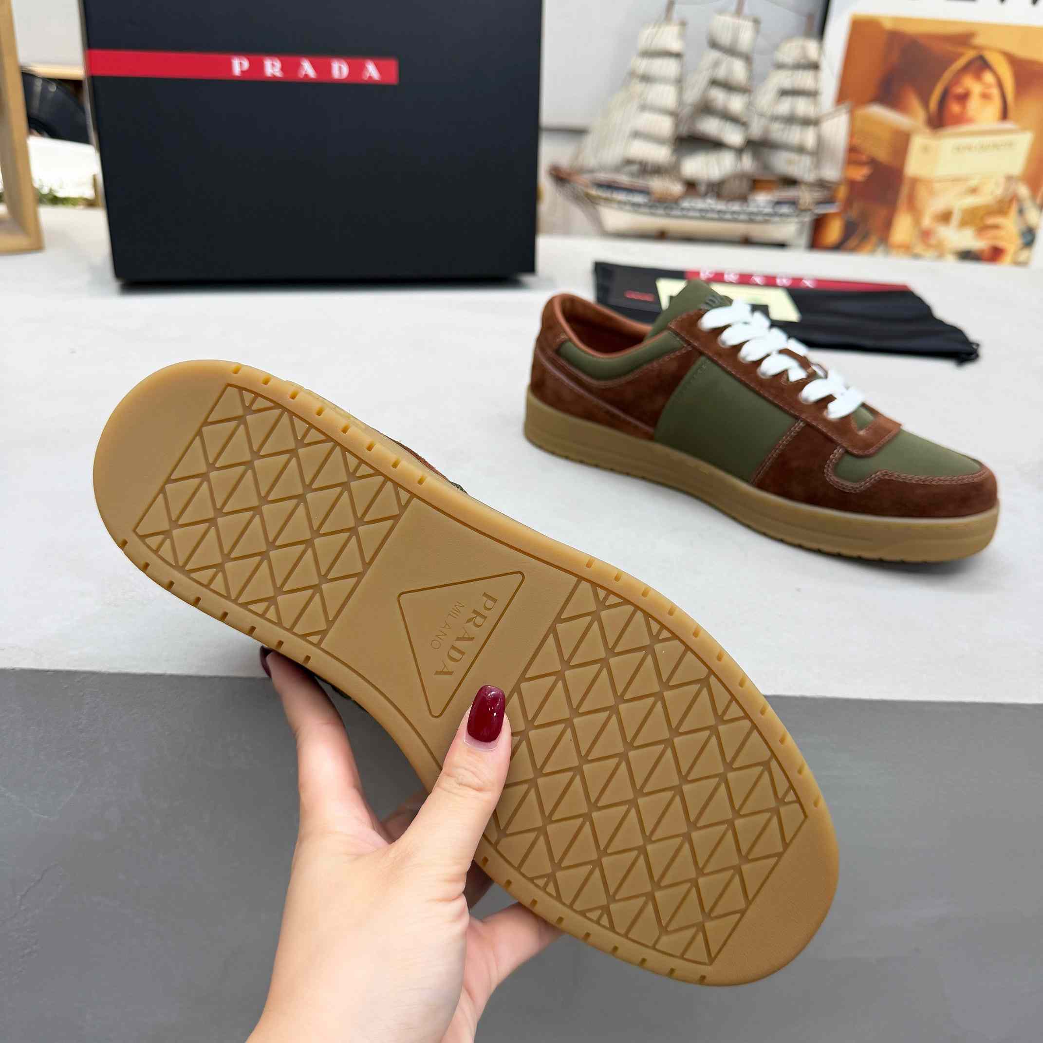 Prada Downtown Re-Nylon And Suede Sneakers - EUR FASHION