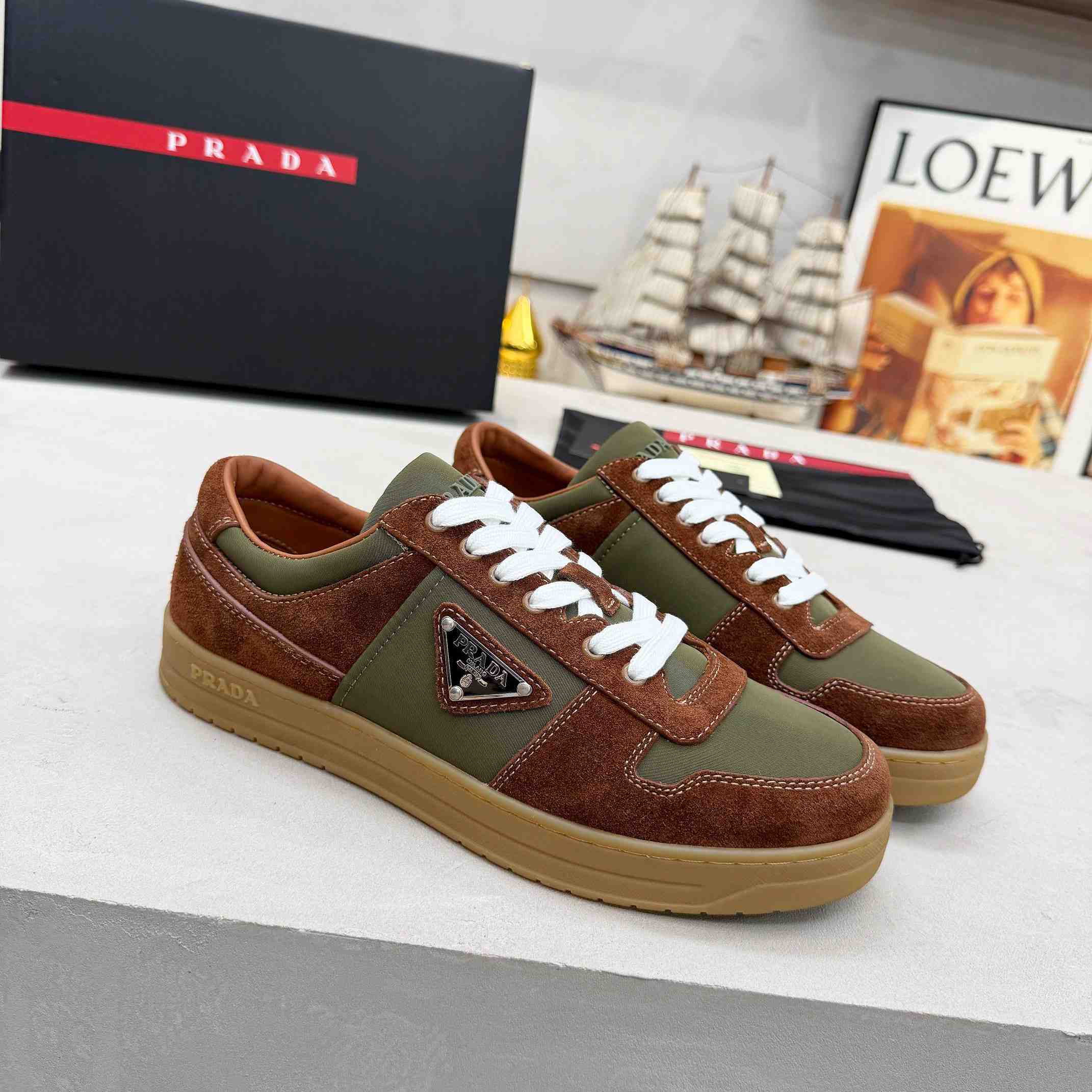 Prada Downtown Re-Nylon And Suede Sneakers - EUR FASHION