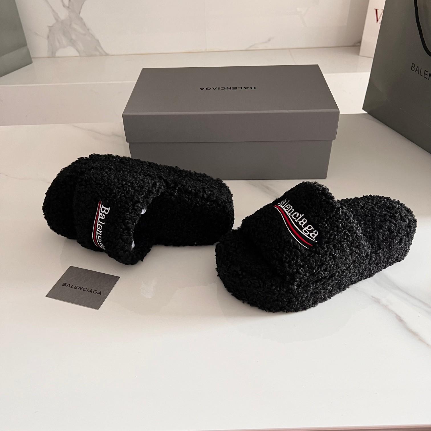 Balenciaga Furry Slide Sandals - EUR FASHION