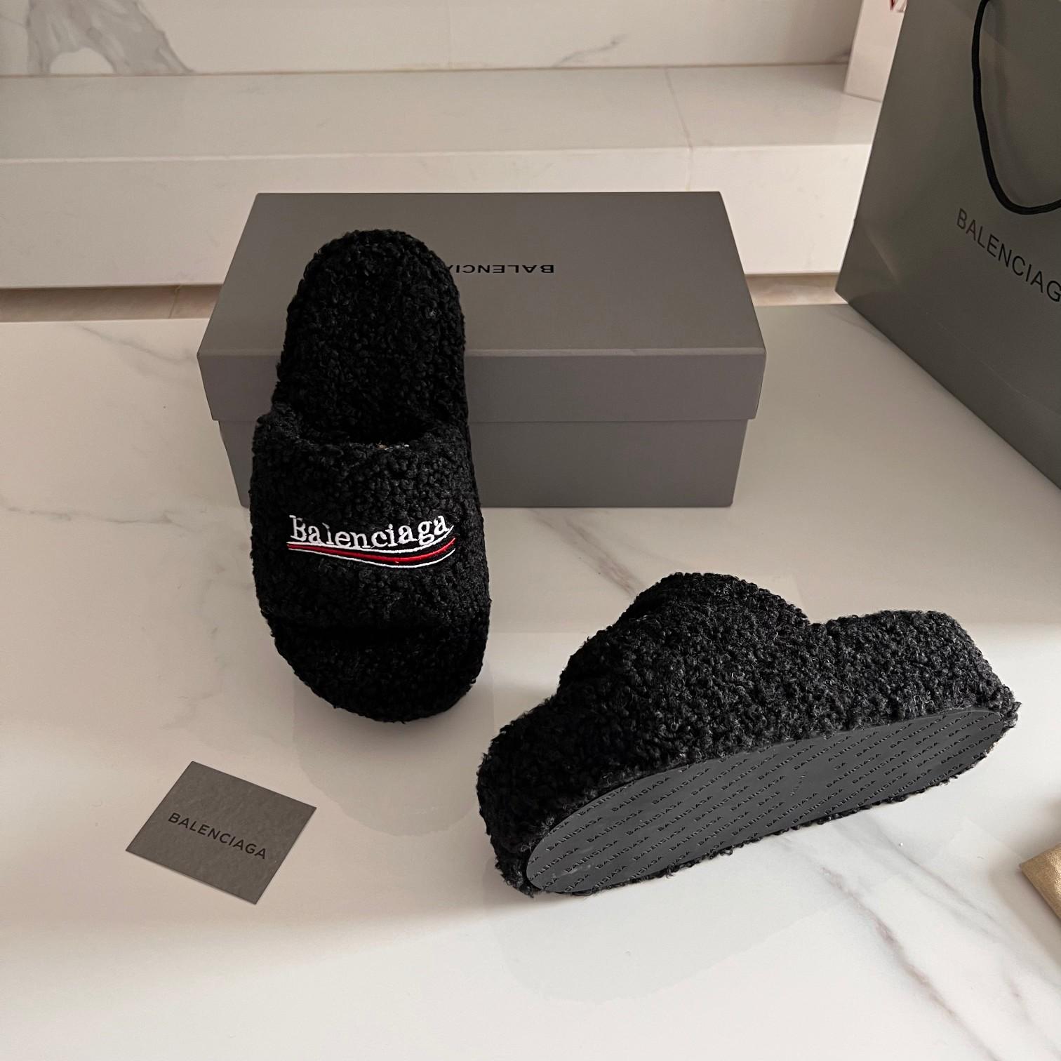 Balenciaga Furry Slide Sandals - EUR FASHION