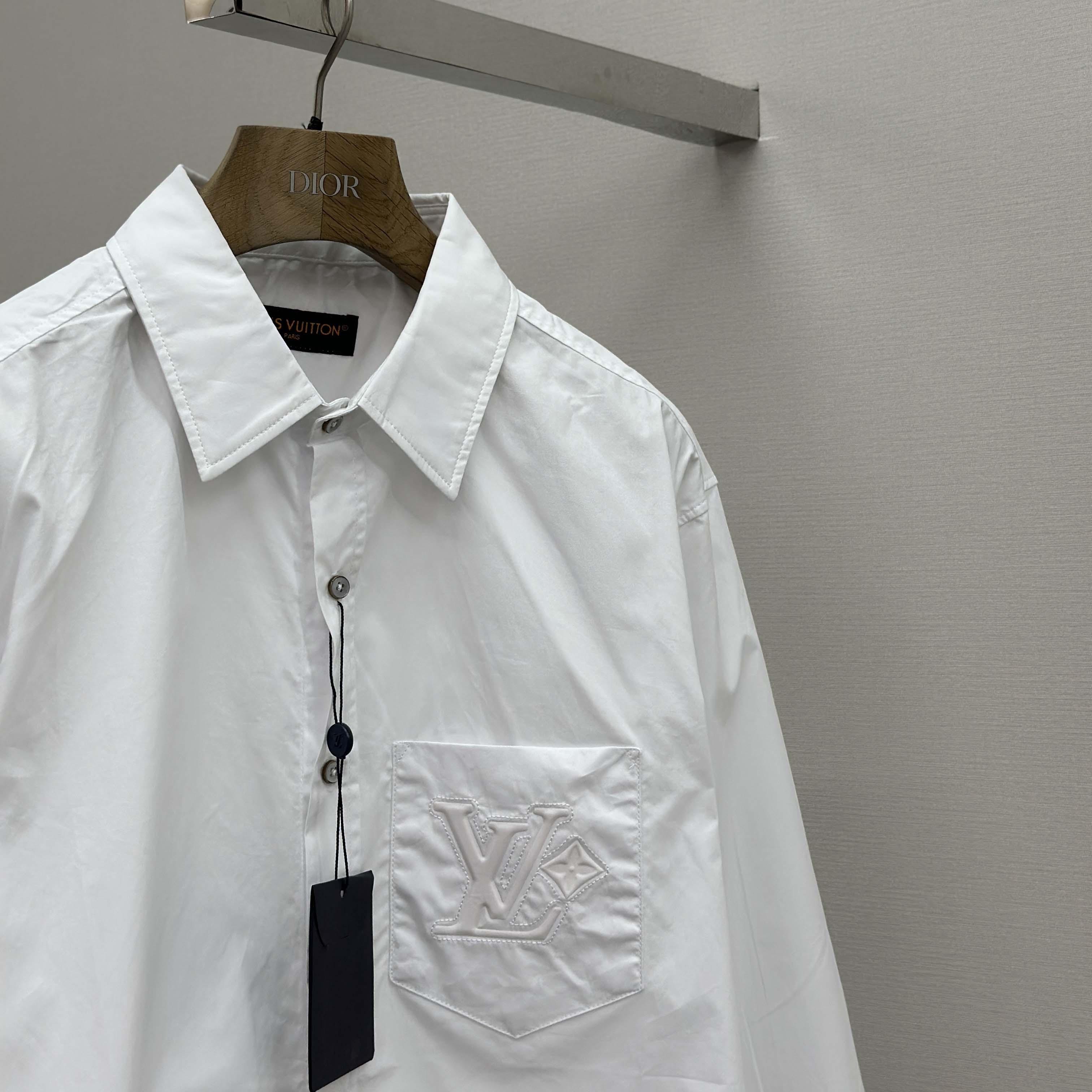 Louis Vuitton Embossed Signature Long-Sleeved Cotton Shirt   1AHVY7 - EUR FASHION