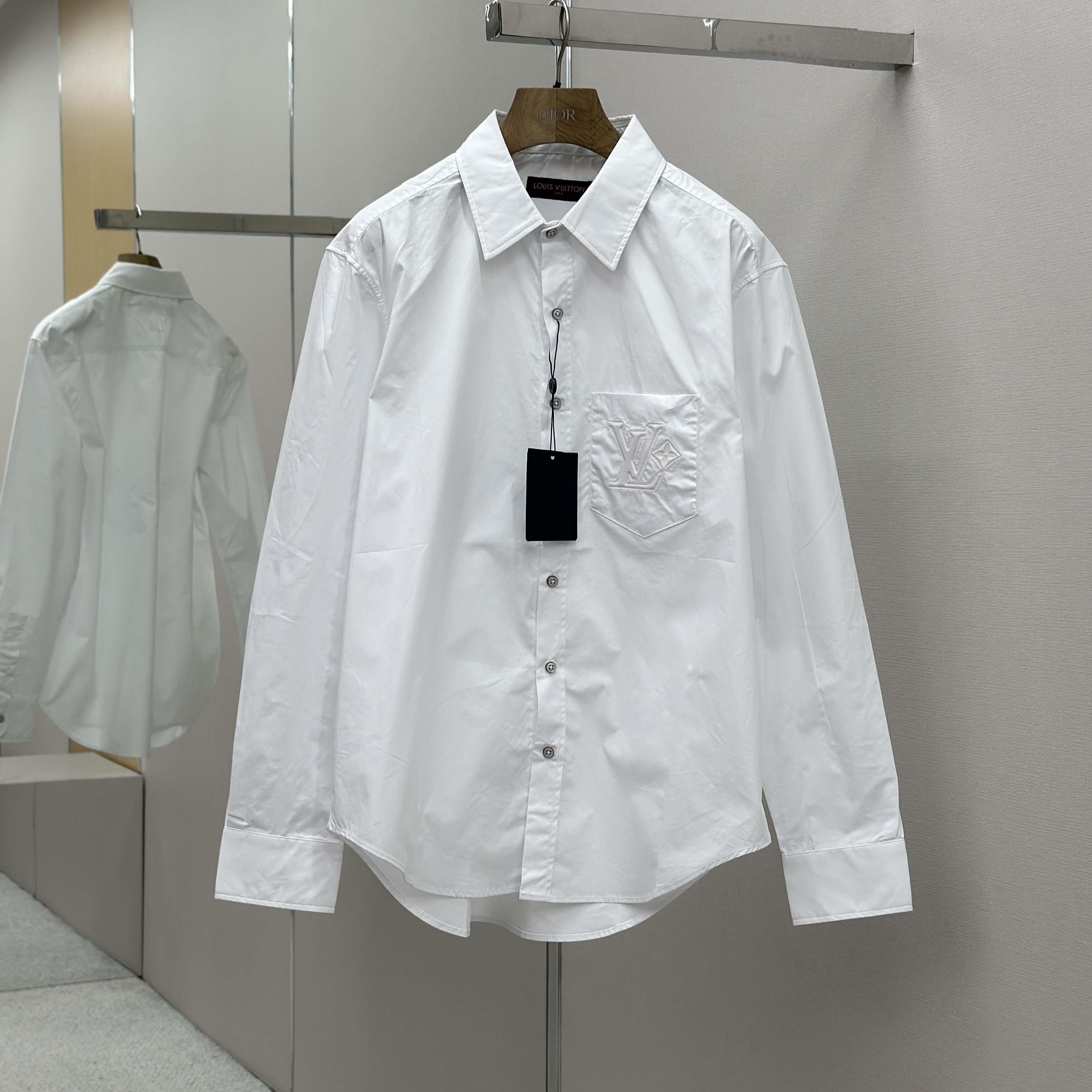 Louis Vuitton Embossed Signature Long-Sleeved Cotton Shirt   1AHVY7 - EUR FASHION