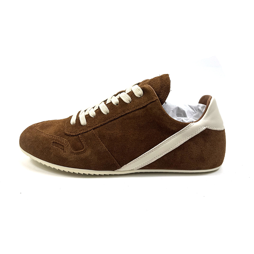 Rick Owens Minimal Sneak Suede Leather Panel Sneakers - EUR FASHION