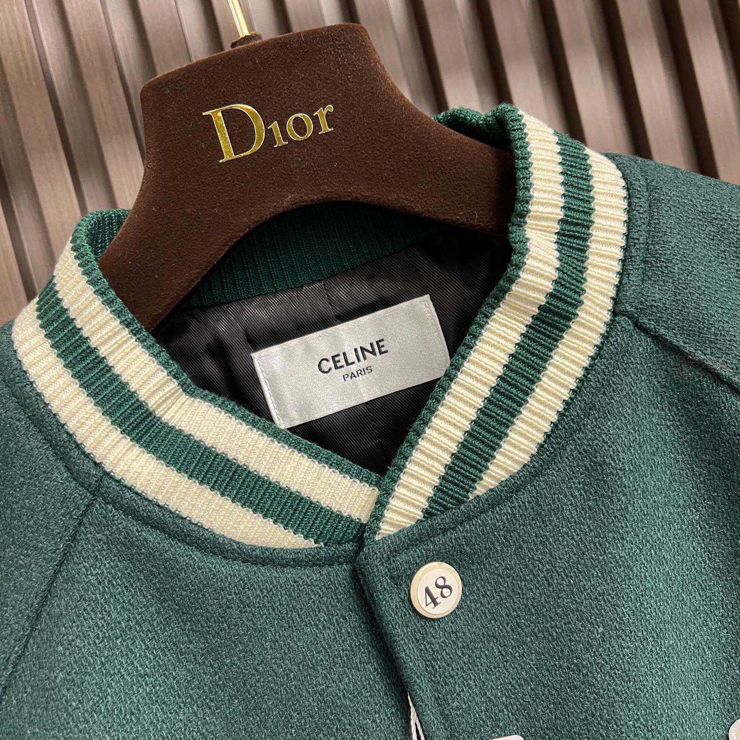 Celine Triomphe Teddy Jacket In Textured Wool - EUR FASHION