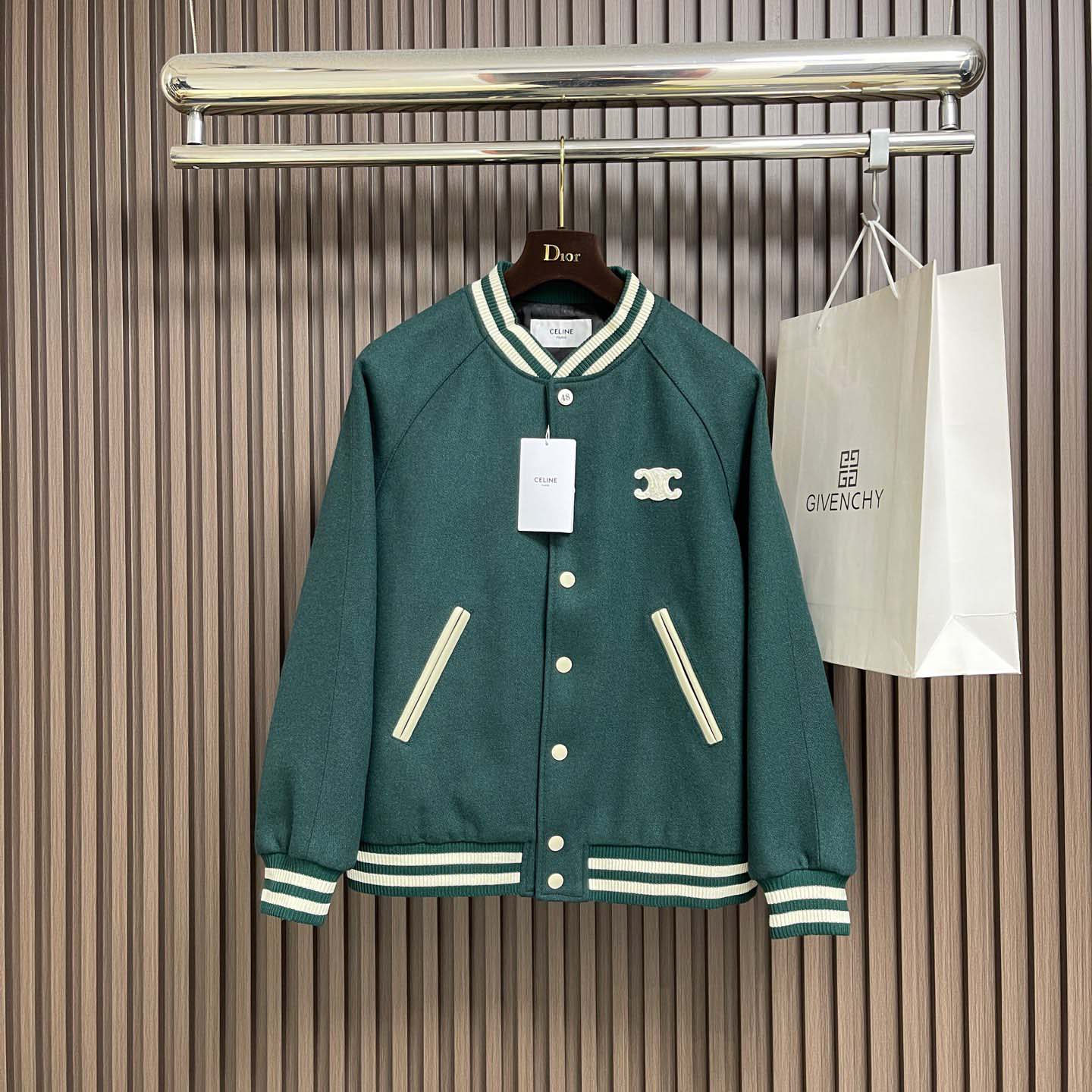 Celine Triomphe Teddy Jacket In Textured Wool - EUR FASHION